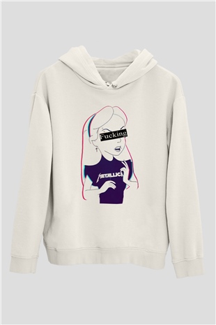 Metallica Beyaz Unisex Kapşonlu Sweatshirt