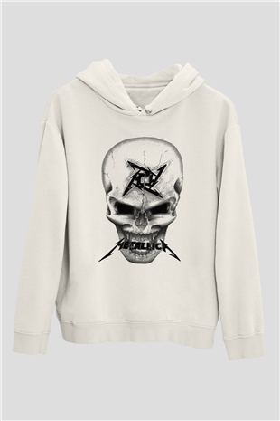 Metallica Beyaz Unisex Kapşonlu Sweatshirt