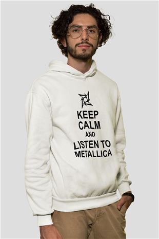 Metallica Beyaz Unisex Kapşonlu Sweatshirt