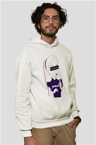 Metallica Beyaz Unisex Kapşonlu Sweatshirt