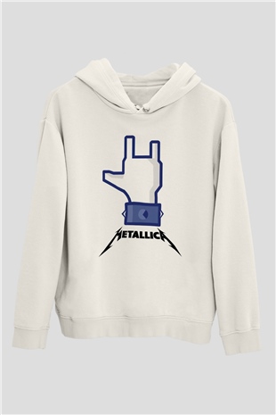 Metallica Beyaz Unisex Kapşonlu Sweatshirt