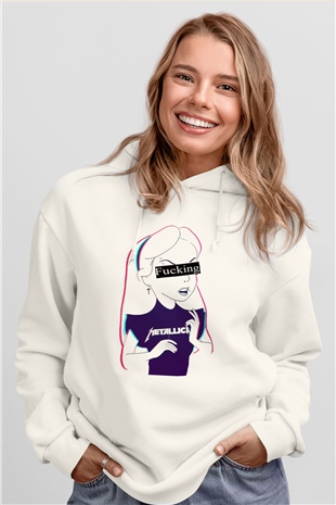 Metallica Beyaz Unisex Kapşonlu Sweatshirt