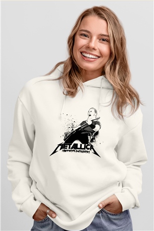Metallica Beyaz Unisex Kapşonlu Sweatshirt
