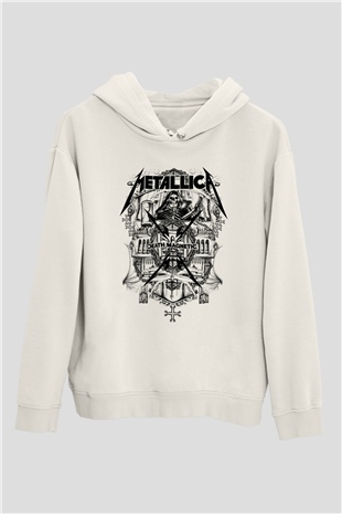 Metallica Beyaz Unisex Kapşonlu Sweatshirt