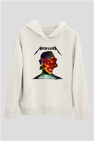 Metallica Beyaz Unisex Kapşonlu Sweatshirt