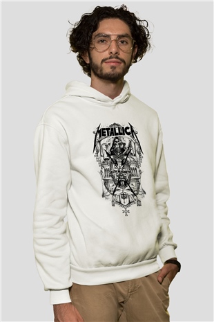 Metallica Beyaz Unisex Kapşonlu Sweatshirt