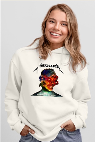 Metallica Beyaz Unisex Kapşonlu Sweatshirt