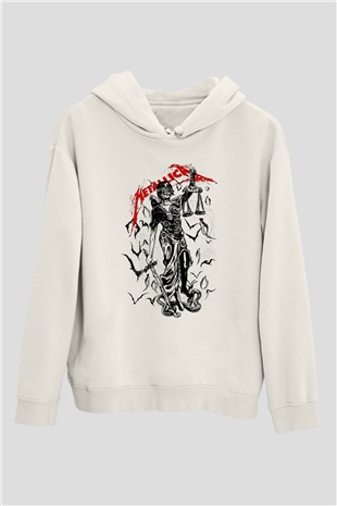 Metallica Beyaz Unisex Kapşonlu Sweatshirt