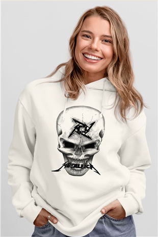 Metallica Beyaz Unisex Kapşonlu Sweatshirt