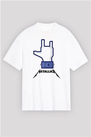 Metallica Beyaz Unisex Oversize Tişört T-Shirt