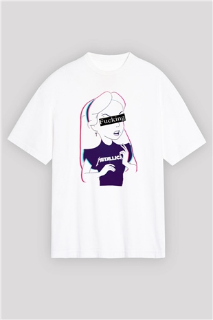 Metallica Beyaz Unisex Oversize Tişört T-Shirt