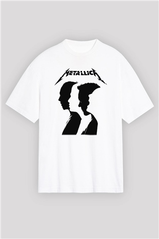 Metallica Beyaz Unisex Oversize Tişört T-Shirt