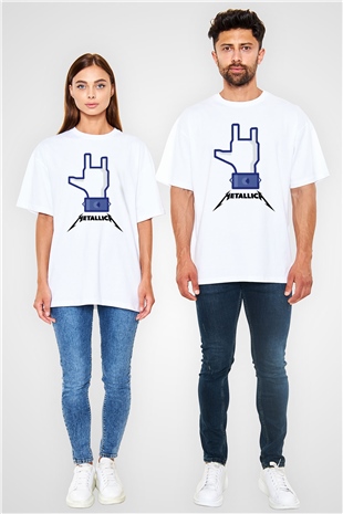 Metallica Beyaz Unisex Oversize Tişört T-Shirt