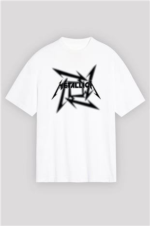 Metallica Beyaz Unisex Oversize Tişört T-Shirt