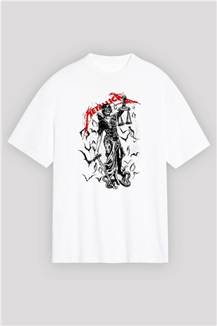 Metallica Beyaz Unisex Oversize Tişört T-Shirt