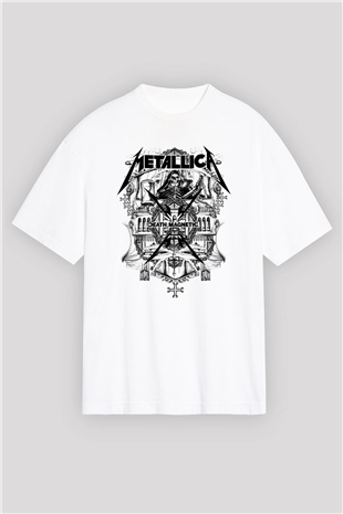 Metallica Beyaz Unisex Oversize Tişört T-Shirt