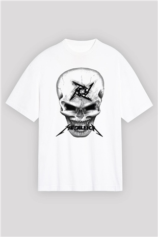Metallica Beyaz Unisex Oversize Tişört T-Shirt