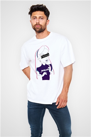 Metallica Beyaz Unisex Oversize Tişört T-Shirt