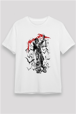 Metallica Beyaz Unisex Tişört T-Shirt - TişörtFabrikası