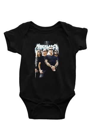 Metallica Group Baskılı Siyah Bebek Body - Zıbın