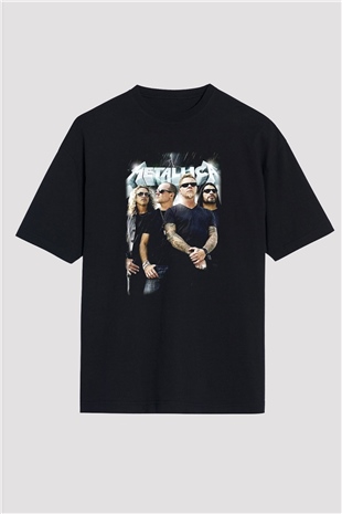Metallica Group Siyah Unisex Oversize Tişört T-Shirt