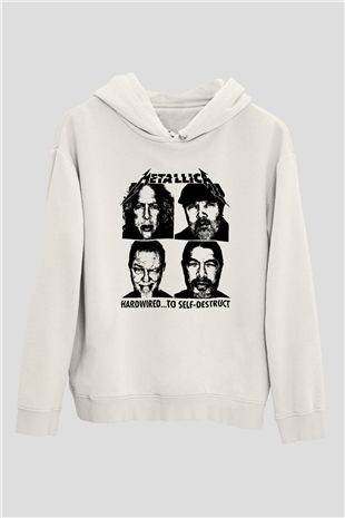 Metallica Hardwired To Self Destruct Beyaz Unisex Kapşonlu Sweatshirt