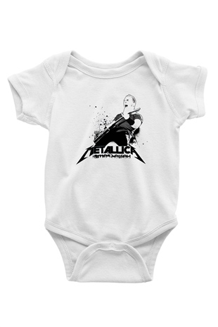Metallica James Hetfield Baskılı Beyaz Unisex Bebek Body - Zıbın