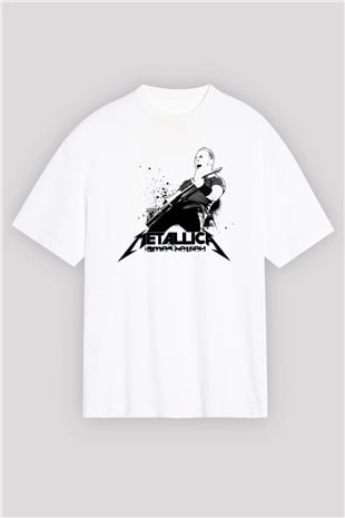 Metallica James Hetfield Beyaz Unisex Oversize Tişört T-Shirt