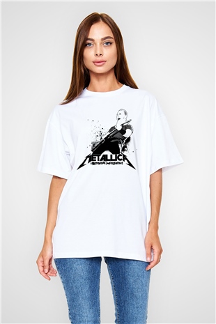Metallica James Hetfield Beyaz Unisex Oversize Tişört T-Shirt