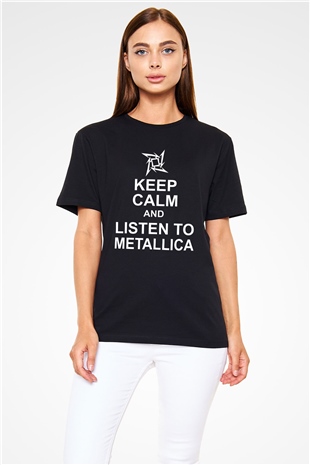 Metallica Keep Calm And Listen To Metallica Siyah Unisex Tişört T-Shirt - TişörtFabrikası