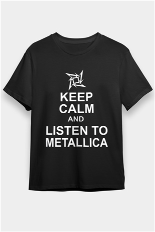 Metallica Keep Calm And Listen To Metallica Siyah Unisex Tişört T-Shirt - TişörtFabrikası