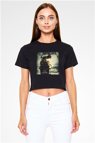 Metallica Siyah Crop Top Tişört