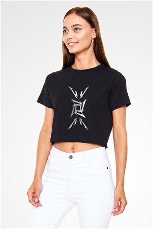 Metallica Siyah Crop Top Tişört