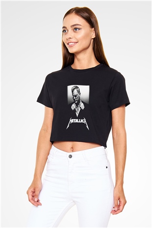 Metallica Siyah Crop Top Tişört