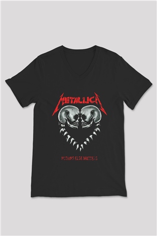Metallica Siyah Unisex V Yaka Tişört