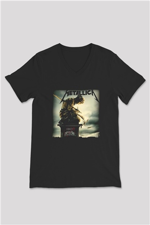 Metallica Siyah Unisex V Yaka Tişört T-Shirt