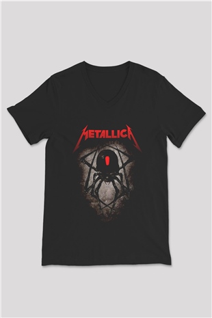 Metallica Siyah Unisex V Yaka Tişört T-Shirt