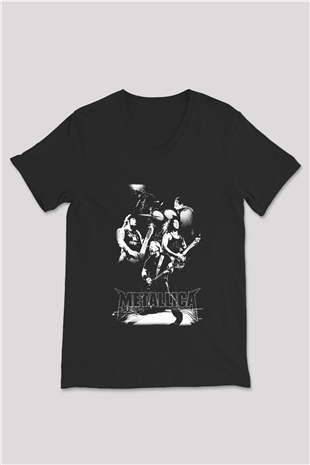Metallica Siyah Unisex V Yaka Tişört T-Shirt