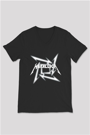 Metallica Siyah Unisex V Yaka Tişört T-Shirt