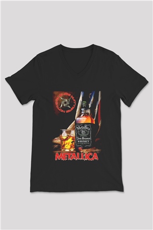 Metallica Siyah Unisex V Yaka Tişört T-Shirt