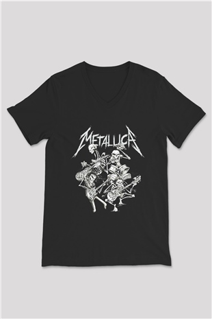 Metallica Siyah Unisex V Yaka Tişört T-Shirt
