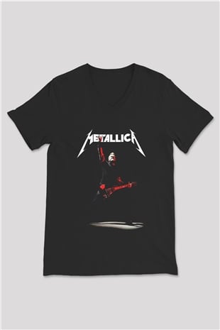 Metallica Siyah Unisex V Yaka Tişört T-Shirt