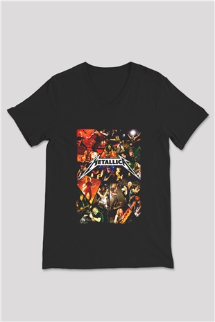 Metallica Siyah Unisex V Yaka Tişört T-Shirt