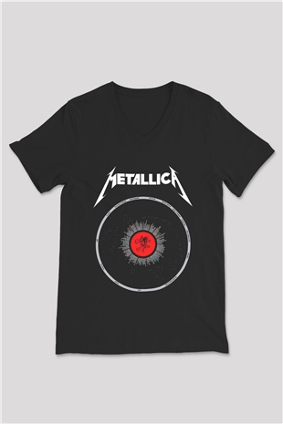 Metallica Siyah Unisex V Yaka Tişört T-Shirt