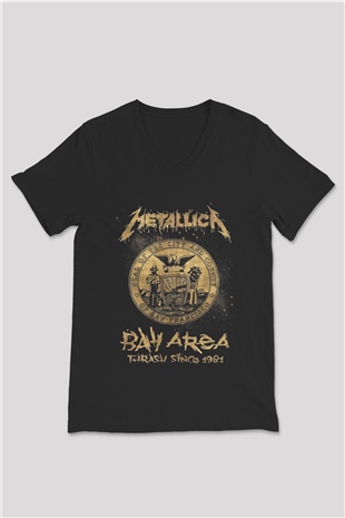 Metallica Siyah Unisex V Yaka Tişört T-Shirt