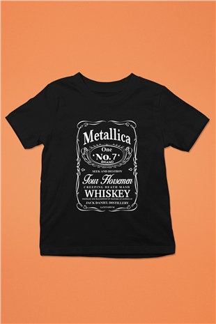 Metallica Whiskey Baskılı Siyah Unisex Çocuk Tişört