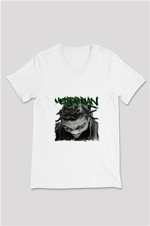 Method Man Baskılı Beyaz V Yaka Unisex Tişört