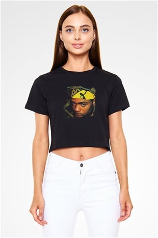 Method Man Baskılı Crop Top Siyah Kadın Tişört