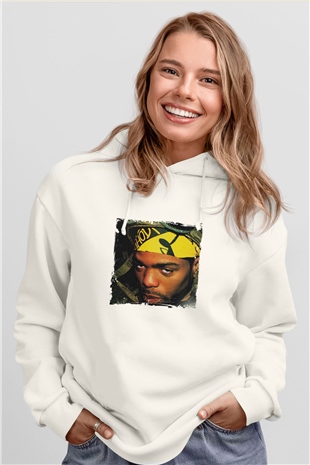 Method Man Baskılı Unisex Beyaz Kapüşonlu Sweatshirt