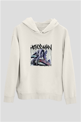 Method Man Baskılı Unisex Beyaz Kapüşonlu Sweatshirt